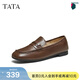 他她（TATA）樂(lè )福鞋冬新款時(shí)尚簡(jiǎn)約休閑圓頭單鞋粗跟女鞋YXQ01CA5 棕色 39
