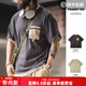 馬登工裝 美式休閑戶(hù)外機能風(fēng)T恤純棉口袋撞色體恤拼接短袖男 巖灰色 XL