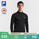 FILA 斐樂(lè )官方男子針織長(cháng)袖上衣2026春新款健身運動(dòng)加絨保暖半拉鏈長(cháng)T 深黑-BK L 175/96A/L