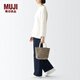 MUJI 印度手工編織 小型托特包 購物袋 手提包 度假沙灘包 黑色
