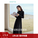 茵曼（INMAN）2025秋冬女裝新款燈芯絨連衣裙新品長(cháng)袖休閑針織禮服中長(cháng)裙子 午夜黑-18348357H1 M