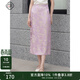 固執（OBSTINATE）2025夏季新款中式盤(pán)扣提花開(kāi)衩中長(cháng)半身裙81142BQ09408 粉紫 S