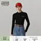 Teenie Weenie小熊女裝時(shí)尚簡(jiǎn)約秋季修身毛針織打底衫黑色中領(lǐng)毛衣 黑色 M 165