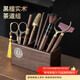 尚言坊黑檀木茶道六君子套裝功夫茶具茶臺配件用品大全泡茶工具茶刀茶夾