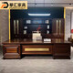 攀匯新中式實(shí)木大班臺胡桃木老板辦公桌書(shū)柜組合總裁董事長(cháng)辦公室書(shū)桌 【FAS級黑胡桃木】2.4米老板桌