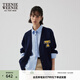 Teenie Weenie小熊女裝秋季簡(jiǎn)約休閑撞色毛針織開(kāi)衫學(xué)院風(fēng)毛衣外套 藏青色 M (165)
