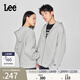 Lee舒適版字母刺繡Logo男女同款寬松連帽空氣棉長(cháng)袖衛衣休閑潮流 灰色（尺碼偏大，拍小一碼） M