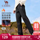 駱駝（CAMEL）加絨褲男加厚保暖寬松休閑針織直筒運動(dòng)長(cháng)褲女 J13CAV6034，幻影黑，男 2XL