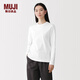 MUJI 女式雙羅紋編織圓領(lǐng)長(cháng)袖T恤上衣打底衫內搭26年春季女裝女款 白色 M (160/84A)