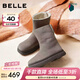百麗（Belle）復古簡(jiǎn)約雪地靴女冬季新款商場(chǎng)同款厚底加毛保暖短靴E4K2DDZ5 灰色 39