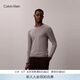 Calvin Klein內衣秋冬男休閑簡(jiǎn)約刺繡ck輕柔彈力無(wú)痕純色圓領(lǐng)打底內搭秋衣 PCU-大理石灰 L
