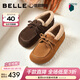 百麗（Belle）焦糖吐司勃肯鞋牛津鞋女26春新款商場(chǎng)舒適低跟休閑鞋F2Z1DAA6預售 棕色-毛里 37