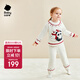 babycare兒童保暖家居服親子秋冬半邊絨家居服套裝 熊貓米白 90 兒童款