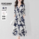 拉倫菲韻意式高端品牌 真絲連衣裙女2026夏季新款氣質(zhì)顯瘦桑蠶絲印花長(cháng)裙 藏青底花 2XL 【120-130斤】