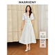 MAXRIENY優(yōu)雅復古小香風(fēng)花紗半裙a字傘擺半身裙子 本白 S 01/34