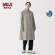 MUJI 女式 不易沾水防紫外線(xiàn)立領(lǐng)長(cháng)大衣 防曬外套中長(cháng)款 女裝春季 淺灰棕色 S （155/80A）