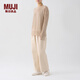 MUJI女式 羊絨 高針距毛衣 針織女裝上衣冬季長(cháng)袖 BG75CC3A 米色 M 155/80A