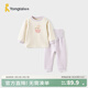 童泰（TONGTAI）寶寶套裝秋冬季純棉保暖嬰兒衣服兒童內衣男女童上衣高腰褲子 紫色【高腰款 7A抗菌】 90