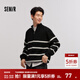 森馬（Semir）森柔|毛衫男冬季含羊毛針織衫老錢(qián)風(fēng)拉鏈半開(kāi)襟毛衣情侶內搭 黑白色調00391 M