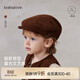 babylove嬰幼兒帽子秋冬寶寶貝雷帽復古前進(jìn)帽純色百搭洋氣畫(huà)家帽 焦糖棕 48cm
