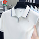 夢(mèng)特嬌（MONTAGUT）夏季小V領(lǐng)polo衫男短袖輕商務(wù)翻領(lǐng)衫冰涼透氣休閑T恤上衣 白色 M