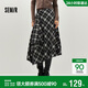 森馬（Semir）半身裙女冬磨毛格紋長(cháng)裙2025個(gè)性設計感不規則A字裙10A725120001
