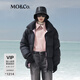 MO&Co.羽絨服90絨無(wú)氟防水面層輕暖高領(lǐng)高蓬松短款寬松面包服摩安珂 黑色 S /160