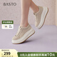 百思圖2026春季新款厚底增高板鞋松糕鞋女運動(dòng)鞋休閑鞋D3827AM6 杏色 36