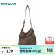 熱風(fēng)（Hotwind）女包豹紋帆布包秋季新款女士帥氣時(shí)尚歐美復古大容量磁扣單肩包 02棕色 F