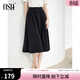 歐莎（OSA）夏季中長(cháng)款半身裙微胖遮肉高級感a字傘裙小個(gè)子高腰顯瘦職業(yè)裙子 黑色 2XL
