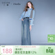 三彩2025秋季新款休閑牛仔褲中腰寬松直筒褲長(cháng)褲女
