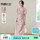 尚都比拉V領(lǐng)喇叭袖印花連衣裙女夏季收腰顯瘦A字碎花裙玫瑰浪漫中長(cháng)裙