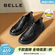 百麗（Belle）褶皺商務(wù)鞋男鞋新款商場(chǎng)同款牛皮休閑皮鞋8ND01DM4預售 黑色-單里 40 (250mm)