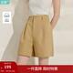 茵曼（INMAN）章若楠同款|茵曼通勤純棉短褲女2026年夏季新款五分直筒白色褲子 卡其色 29