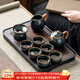 唐豐越窯青瓷功夫茶具套裝家用高檔泡茶壺喝茶杯蓋碗帶茶盤(pán)整套禮盒裝 9頭 千川(黑)+越窯古藍西施壺