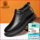 老人頭（LAORENTOU）棉靴冬雪地靴頭層真皮加絨保暖防滑中老年棉鞋爸爸鞋 LA296 黑44