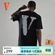 VLONE3M反光系列大V字Logo短袖T恤男女同款黑灰色穿棉潮流T恤 VLTE17SS007黑灰(3M反光) XL