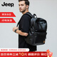 JEEP雙肩包高級感PU百搭大容量雙肩包 商務(wù)通勤電腦背包黑色PU皮背包