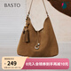 百思圖秋冬商場(chǎng)新款miu系托特流浪包hobo生日禮物女包包X3751CX5 棕色 F
