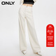 ONLY夏季休閑百搭水鉆高腰寬松直筒褲牛仔褲女|124132035 J2G 米白色 S (160) 64A