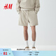 H&M男裝衛褲薄款寬松時(shí)尚直筒運動(dòng)跑步褲松緊腰休閑短褲1224295 淺米色 M 175/88建議拍小一碼