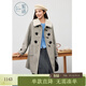 紫涵（ZIHAN）紫涵中長(cháng)款羊毛呢大衣女2025年冬季新款羊羔毛翻領(lǐng)牛角扣毛呢外套 淺灰 XS