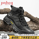 金猴男靴戶(hù)外男士中高幫棉靴舒適加絨耐磨工裝鞋 黑色 41