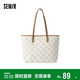 森馬（Semir）大容量托特包撞色菱格單肩包通勤手提包女105225153003
