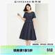 佐丹奴裙子女新款純棉府綢假兩件抽繩收腰顯瘦圓領(lǐng)連衣裙05464330