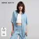 MISS SIXTY牛仔襯衫短袖上衣女復古淺藍顯瘦百搭薄款外搭 淺藍 M