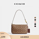 蔻馳（COACH）新款女士經(jīng)典標志PLAZA手袋單肩包老花拉鏈女包 B4/棕黃色 棕色
