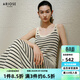 艾諾絲雅詩(shī)【商場(chǎng)同款】2025夏季新品條紋慵懶風(fēng)吊帶裙連衣裙長(cháng)裙40529868 黑白色 L