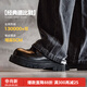 馬登德比鞋男款厚底增高黑色大頭皮鞋男通勤百搭cleanfit休閑工裝鞋子 亮面黑 【偏大一碼&5cm增高/光澤感/男士正裝鞋】 42 男碼