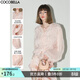 COCOBELLA名媛風(fēng)木耳邊絎縫壓褶飄帶襯衫女優(yōu)雅立領(lǐng)雪紡衫SR3006 百合粉 M